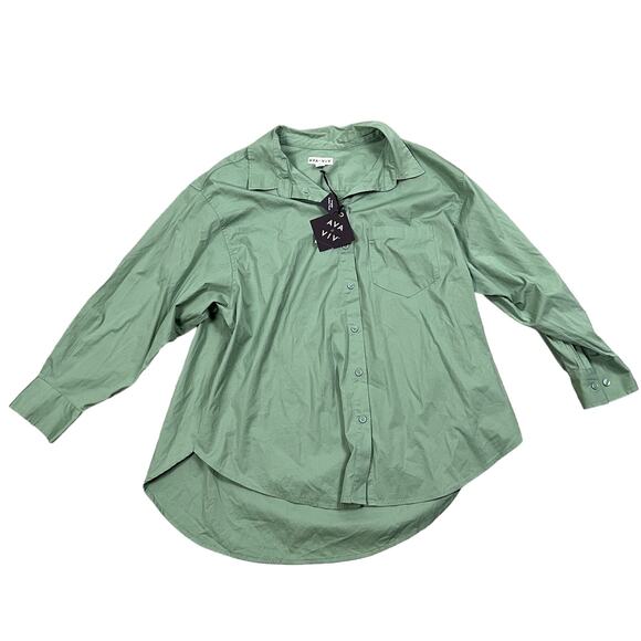 Ava & Viv Women's Plus Size Green Button-Down Oversized Tunic - Size X - NWT - Picture 1 of 7